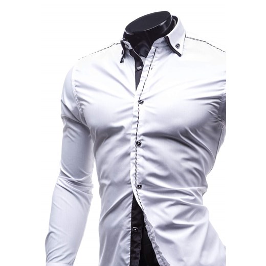 Biała koszula męska elegancka z długim rękawem Denley 4797