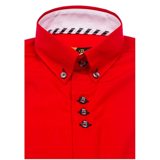 Czerwona koszula męska elegancka z długim rękawem Bolf 5796
