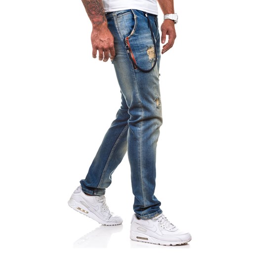 Granatowy spodnie jeansowe męskie Denley 4730-2 (9970)