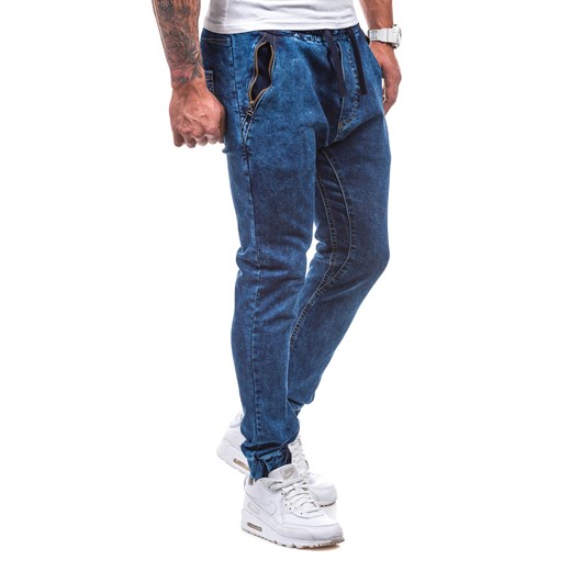 Granatowe spodnie jeansowe joggery męskie Denley 172