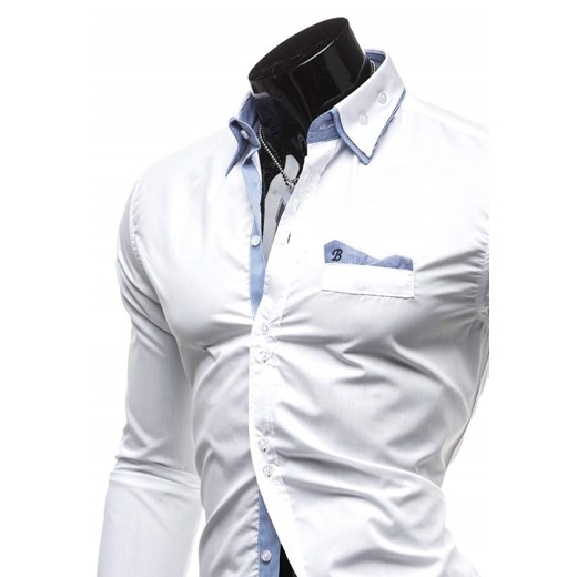Biała koszula męska elegancka z długim rękawem Denley 4785