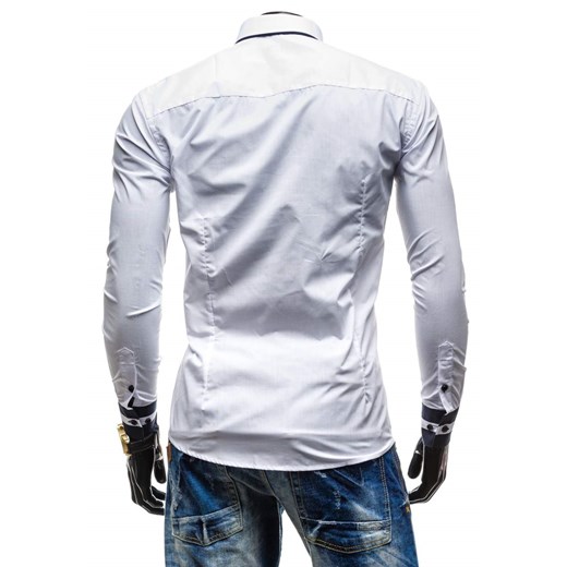 Biała koszula męska elegancka z długim rękawem Denley 20J