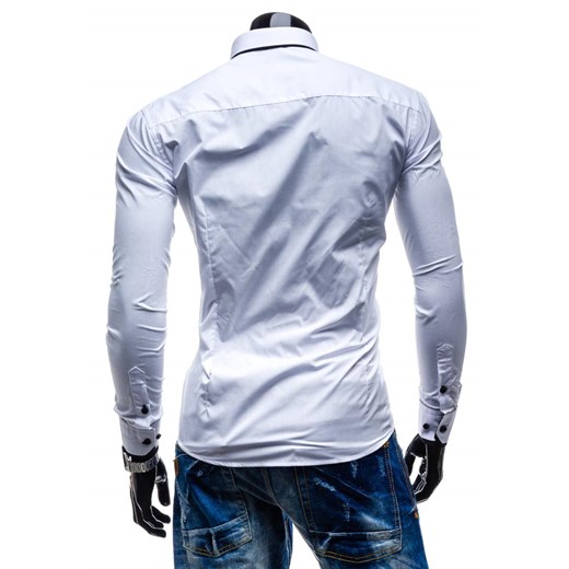 Biała koszula męska elegancka z długim rękawem Denley 1013