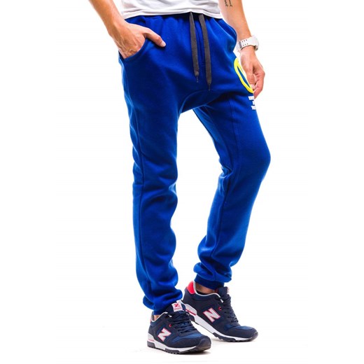 Niebieskie spodnie dresowe baggy męskie Denley NB809