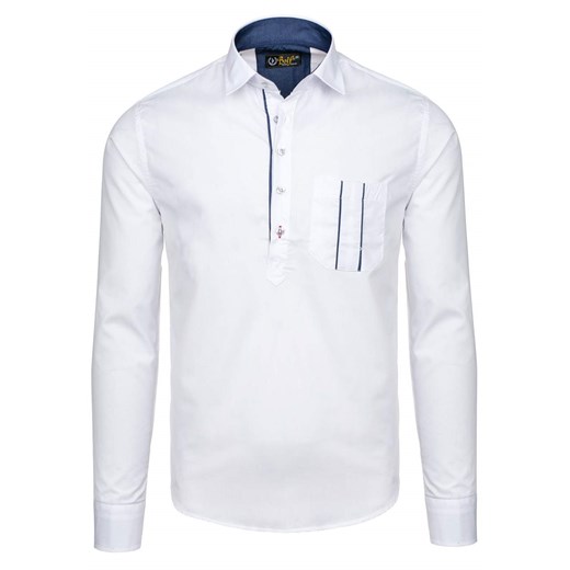 Koszula męska elegancka z długim rękawem biała Bolf 5791
