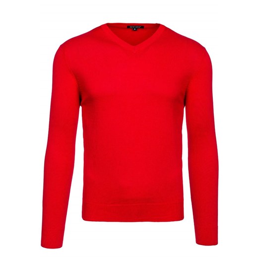 Czerwony sweter męski w serek Denley 9021
