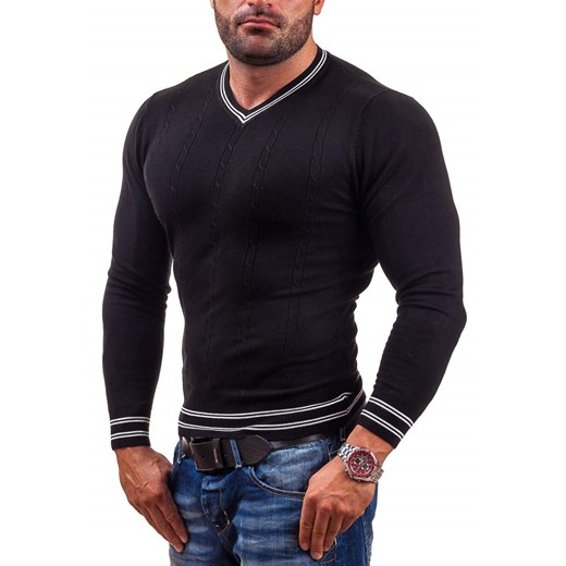 Czarny sweter męski w serek Denley 111V