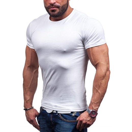 Biały t-shirt męski bez nadruku Denley 6058