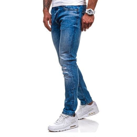 Niebieskie spodnie jeansowe męskie Denley 4838(1019)