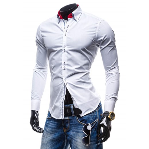 Biała koszula męska elegancka z długim rękawem Denley 4792