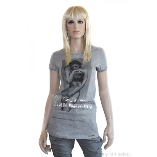 markowa odziez włoska Imperial t-shirt Monica Bellucci szary stylishselect  bawełniane