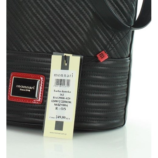 MONNARI Ultrakobieca torebka na ramię czarny z czerwoną naszywką szary Monnari One Size promocja merg.pl 