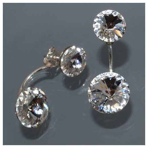 Kolczyki PODWÓJNE KRYSZTAŁY Swarovski Jeweline szary