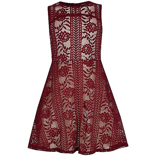 Girls red lace prom dress  River Island   