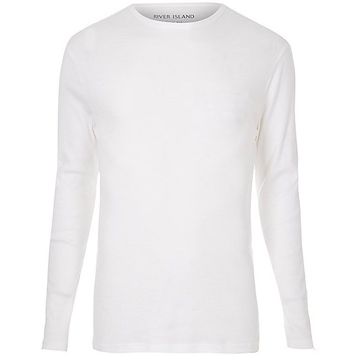 White ribbed slim fit long sleeve T-shirt   River Island  