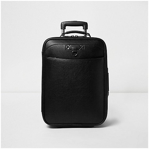 Black perforated leather look suitcase  czarny River Island  