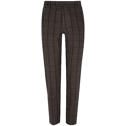 Grey checked skinny suit trousers 