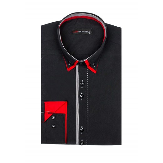 Czarna koszula męska elegancka z długim rękawem Denley 6859 By Mirzad  2XL okazja Denley.pl 