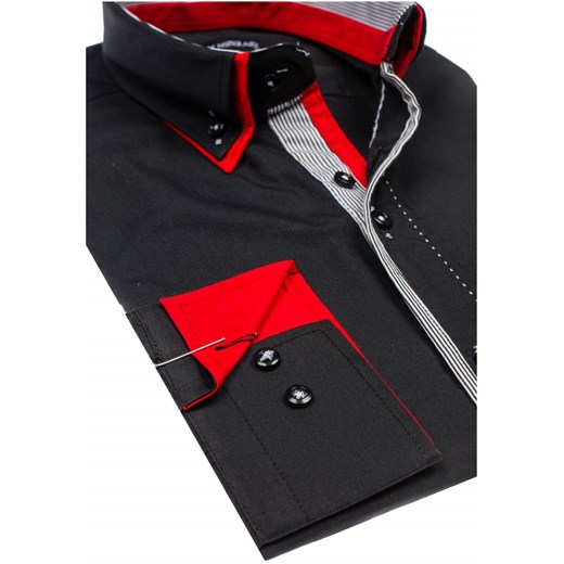 Czarna koszula męska elegancka z długim rękawem Denley 6859  By Mirzad S okazyjna cena Denley.pl 