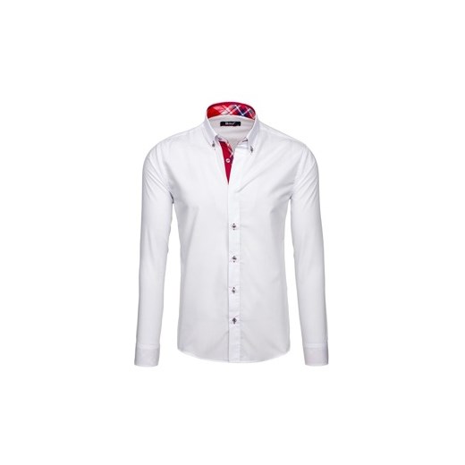 Biała koszula męska elegancka z długim rękawem Bolf 6930  Bolf S okazyjna cena Denley.pl 