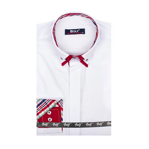 Biała koszula męska elegancka z długim rękawem Bolf 6895 Bolf  L wyprzedaż Denley.pl 