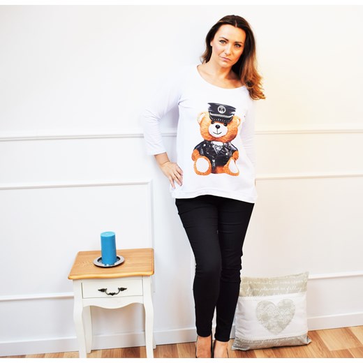 Bluzka tunika biała z misiem Magnes Line Butik Look