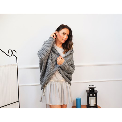 SWETER ,, SZALOWY KARDIGAN,, CIEMNY SZARY Magnes Line Butik Look