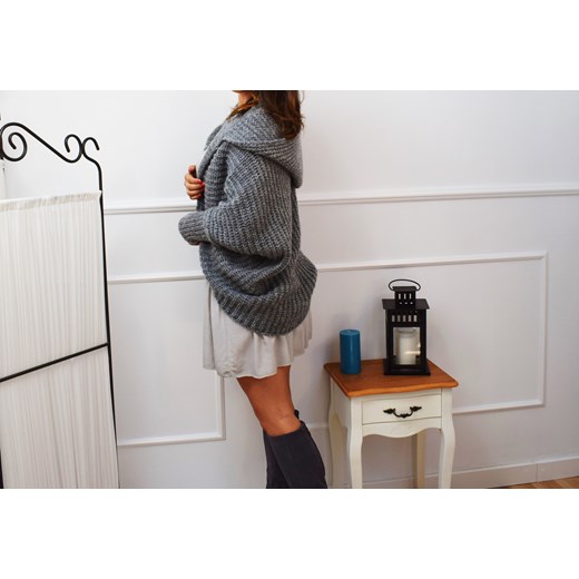 SWETER ,, SZALOWY KARDIGAN,, CIEMNY SZARY Magnes Line Butik Look