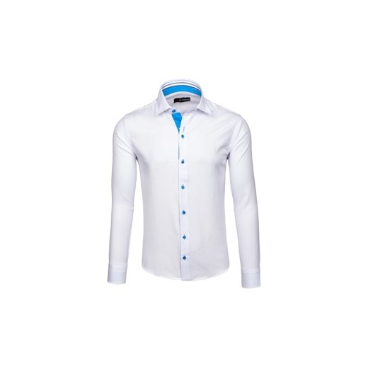 Biała koszula męska elegancka z długim rękawem Denley 6923  By Mirzad S promocyjna cena Denley.pl 