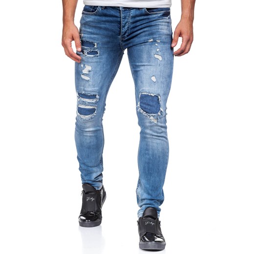 Niebieskie spodnie jeansowe męskie Denley 377 Otantik  32 Denley.pl