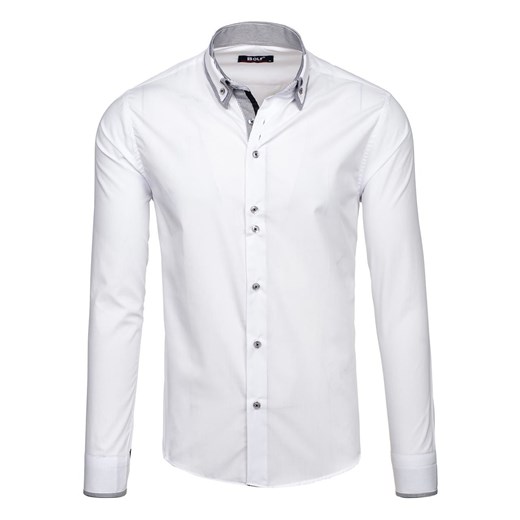 Biała koszula męska elegancka z długim rękawem Bolf 6929 Bolf  2XL wyprzedaż Denley.pl 