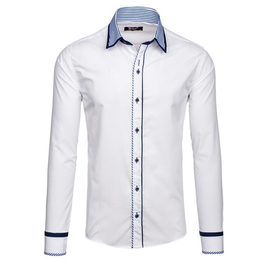 Biała koszula męska elegancka z długim rękawem Bolf 4774  Bolf S Denley.pl promocja 