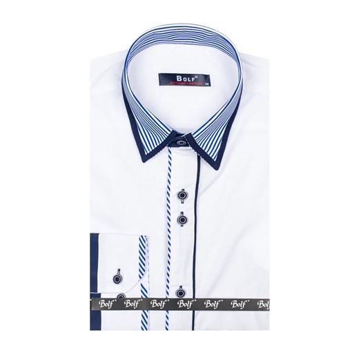 Biała koszula męska elegancka z długim rękawem Bolf 4774 Bolf  XL okazja Denley.pl 