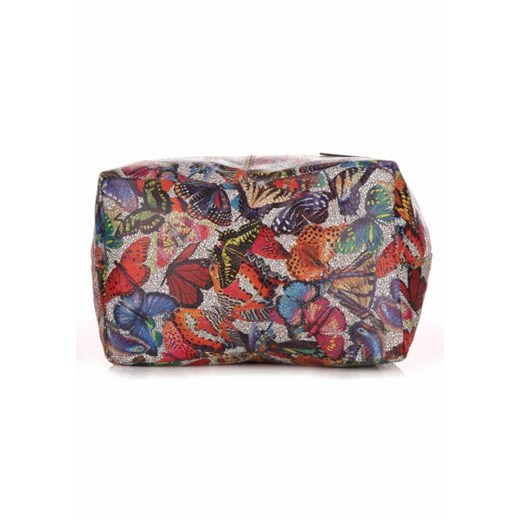 Torba Skórzana Shopper Bag VITTORIA GOTTI Made in Italy w Motyle Multikolor - Ziemista (kolory)