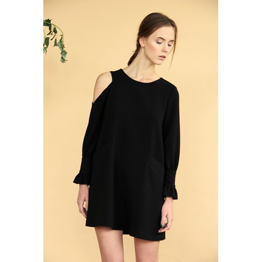 Sukienka z odkrytym ramieniem czarny Hana Frank By Ronoviecka XS showroom.pl