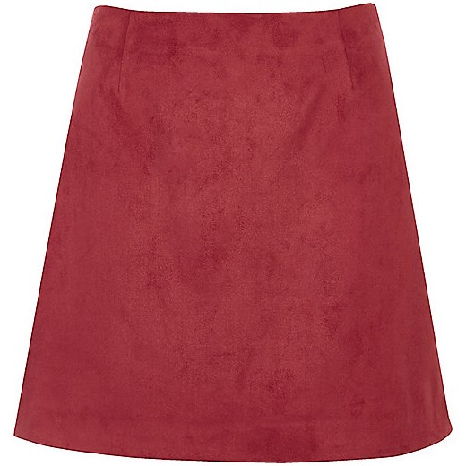 Dark red faux suede mini skirt   River Island  