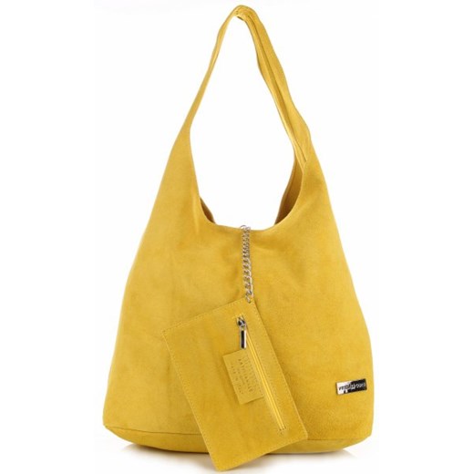 Oryginalne Torby Skórzane XL VITTORIA GOTTI Shopper Bag z Etui Zamsz Naturalny Żółta (kolory) Vittoria Gotti zolty  PaniTorbalska
