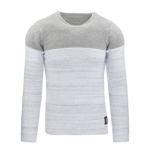 Sweter męski biało-szary (wx0825)   XL DSTREET
