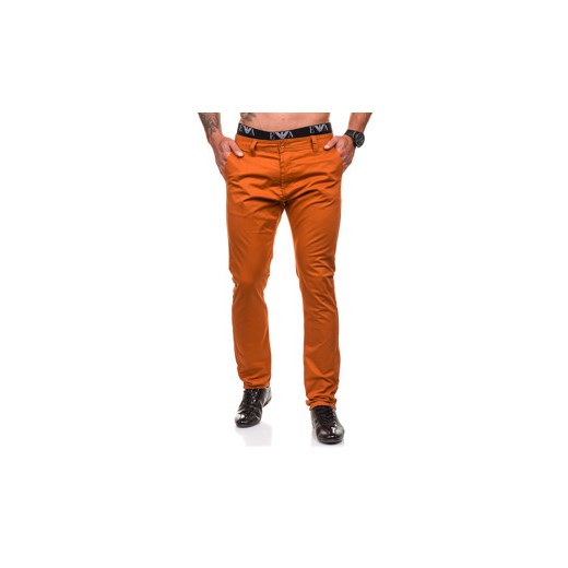 Pomarańczowe spodnie chinosy męskie Denley 6807 M.sara  30 Denley.pl