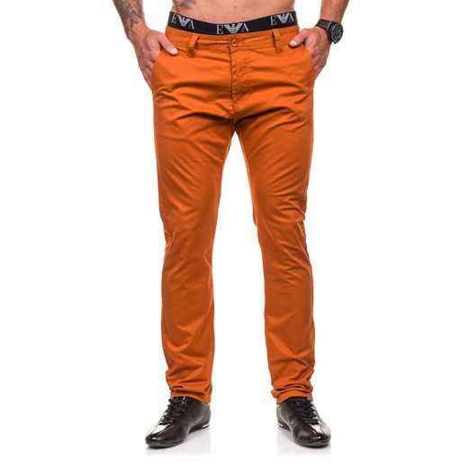 Pomarańczowe spodnie chinosy męskie Denley 6807 M.sara  31 Denley.pl