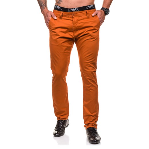 Pomarańczowe spodnie chinosy męskie Denley 6807  M.sara 36 Denley.pl
