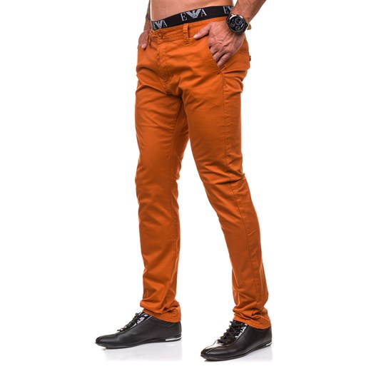 Pomarańczowe spodnie chinosy męskie Denley 6807  M.sara 35 Denley.pl