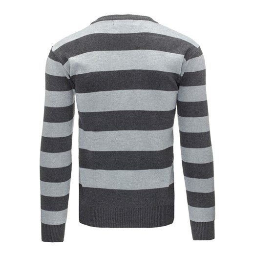 Sweter męski w paski antracytowy (wx0875)   XXL DSTREET