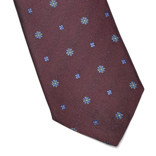 Elegancki bordowy krawat VAN THORN w bordowy i błękitny wzór Van Thorn szary  EleganckiPan.com.pl