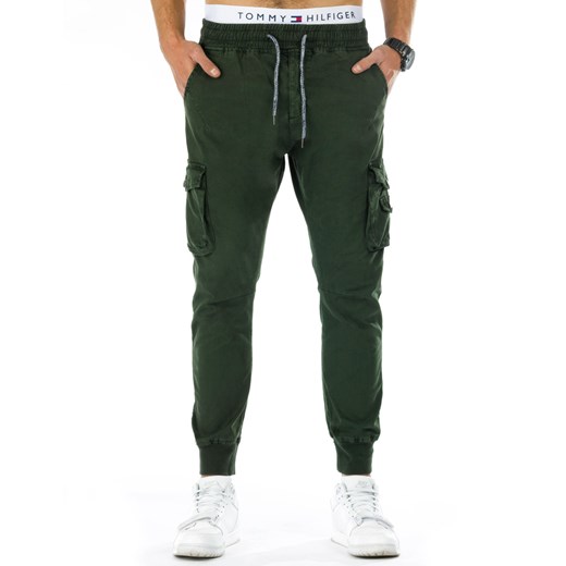 Spodnie męskie jogger chino zielone (ux0730) szary  XL DSTREET