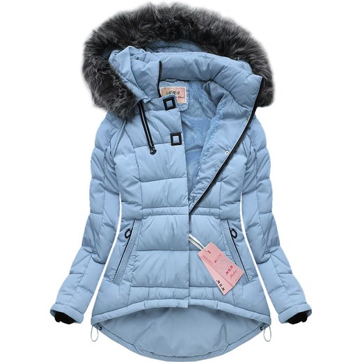 ASYMETRYCZNA KURTKA Z KAPTUREM BŁĘKITNA (W510) Mhm M (38) goodlookin.pl