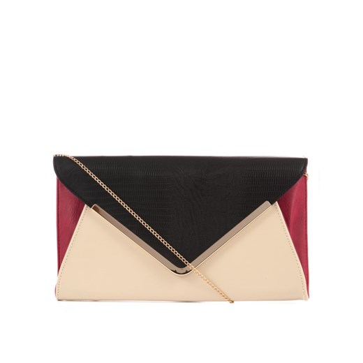 Red and Black Colour Block Envelope Clutch