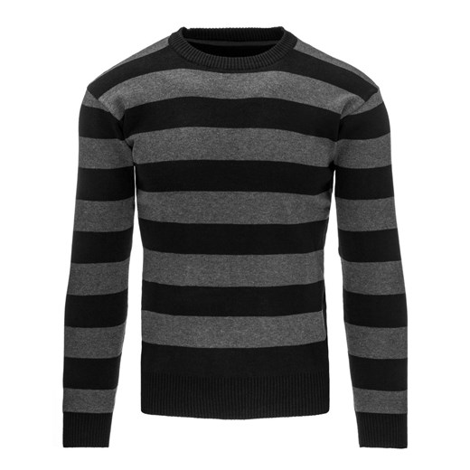 Sweter męski w paski czarny (wx0843)   M DSTREET