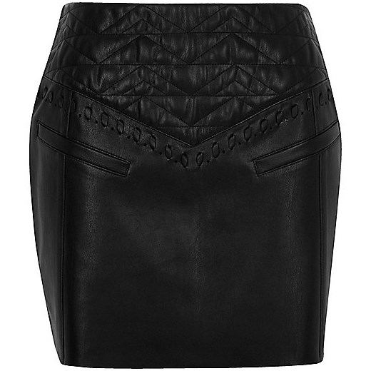 Black textured Western mini skirt  River Island   