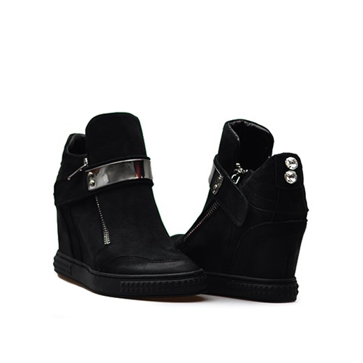 Sneakersy Carinii B3586-360 Czarne nubukowe